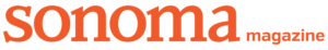 Sonoma Magazine Logo. White Background, Orange text