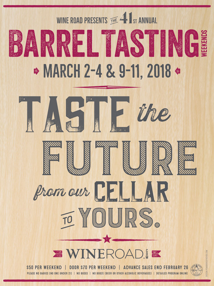 Poster Barrel Tasting 2018 Wine Road