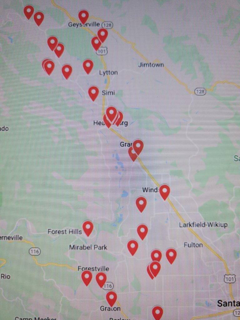 Google Map of Wineries with Sparkling Wine