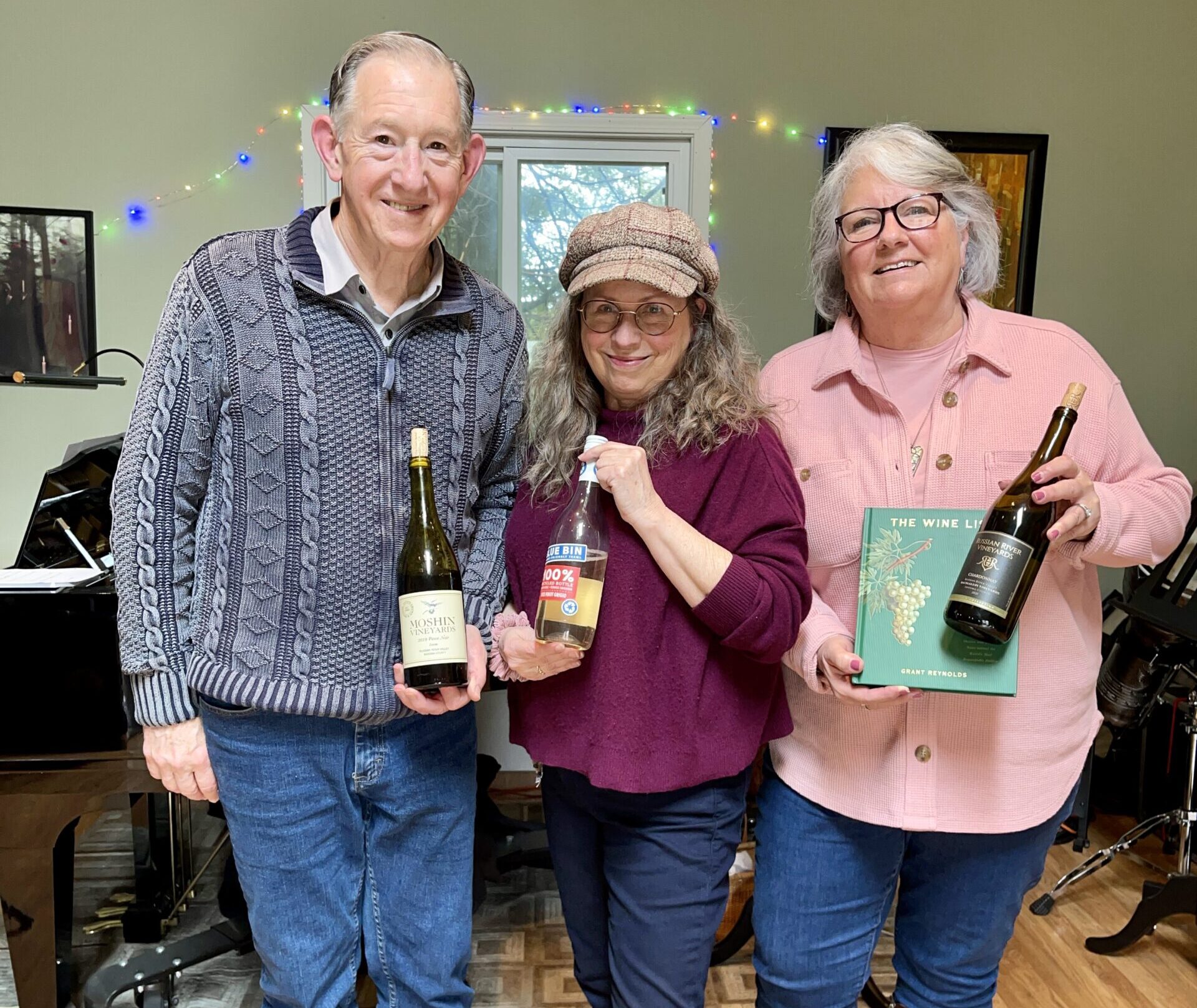 Richard Ross, Marcy and Beth with wine for episode 200
